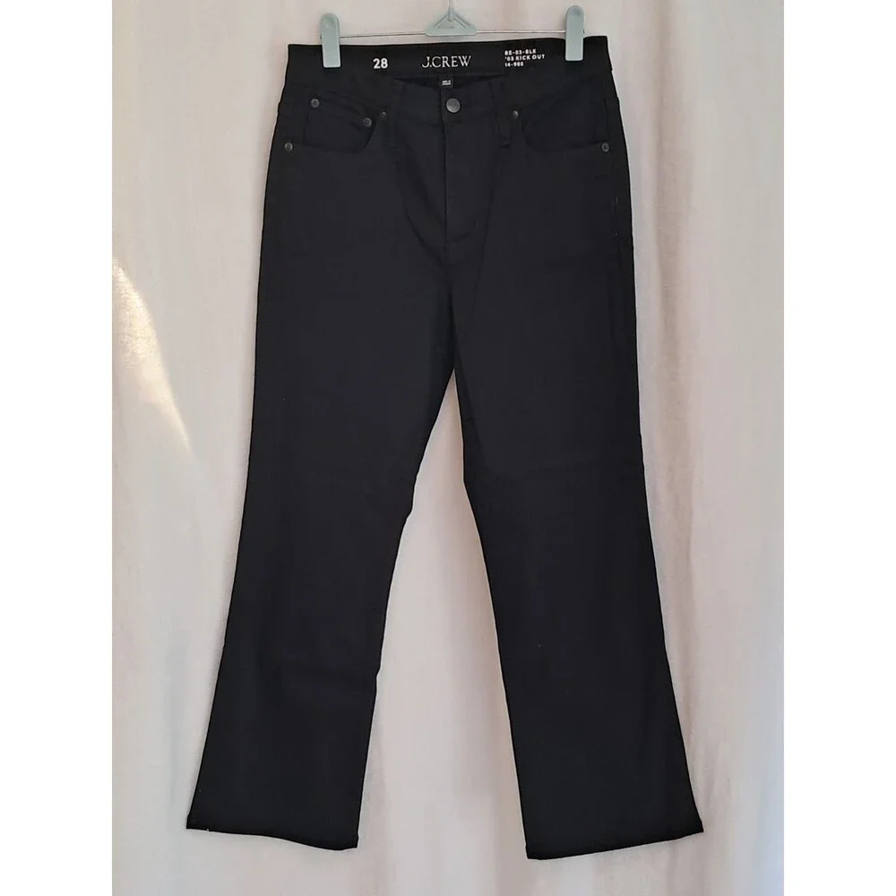 J.Crew '03 Mid-Rise Kickout Jeans Black Kicky Hem High Rise CC527 Size 28 NWT